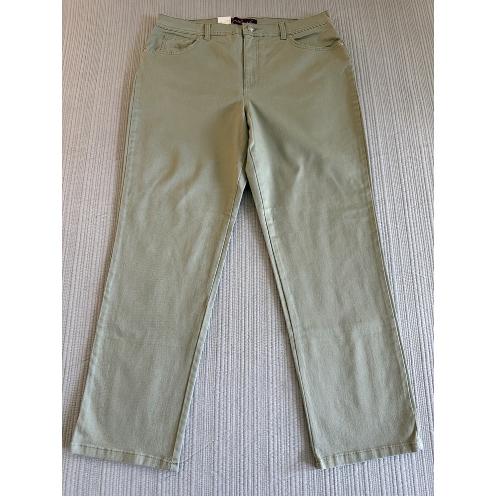 NWT Gloria Vanderbilt High-Rise Straight‎ Stretch Green Denim Jeans Women  US 16